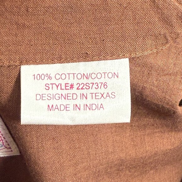 Panhandle Slim Embroidered Shirt Womens Large Brown Floral Long Sleeve Cotton - Picture 5 of 8